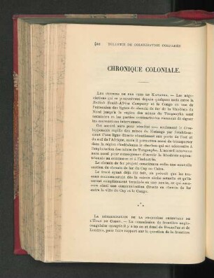 Chronique Coloniale.