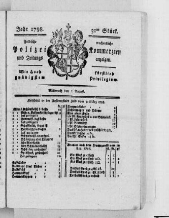 31tes Stück, Ausgabe vom 1. August 1798