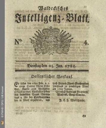 No. 4, Dienstag den 25. Jan. 1785
