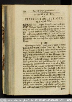 Membrum III. De Praepositionibus Germanorum.