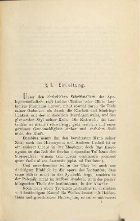 Des Apologeten Lactantius Verhältniss zur griechischen Philosophie