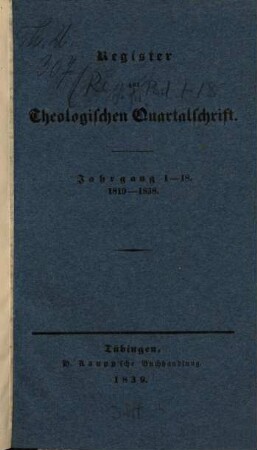 Theologische Quartalschrift : ThQ ; Tübingen. 18,2, [18,a]