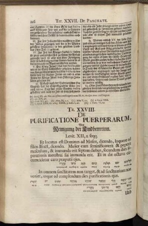 Tit. XXVIII. De Purificatione Puerperarum = Von der Reinigung der Kindbetterinn.