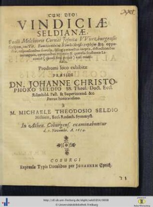 Apologia Anticornaeana seu Replica, Eristico scripto Melchioris Cornaei ...