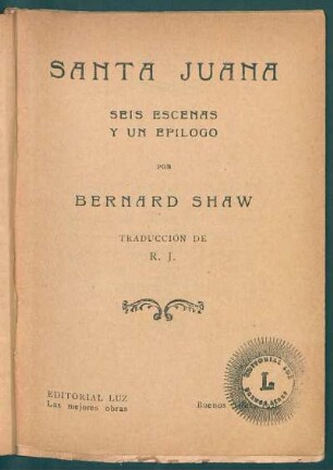 Santa Juana : seis escenas y un epílogo