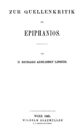Zur Quellenkritik des Epiphanios