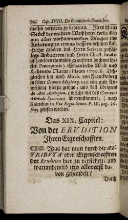 Das XIX. Capitel: Von der Erudition Ihren Eigenschafften.