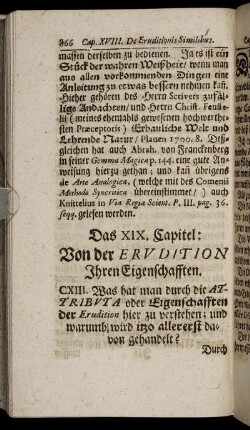 Das XIX. Capitel: Von der Erudition Ihren Eigenschafften.