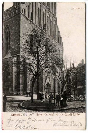 Stettin. Loewe-Denkmal vor der Jacobi-Kirche.