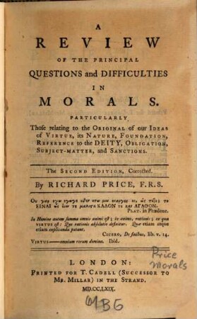 A review of the principal questions and difficulties in morals