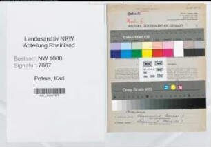 Entnazifizierung Karl Peters, geb. 20.07.1914 (Finanzinspektor)