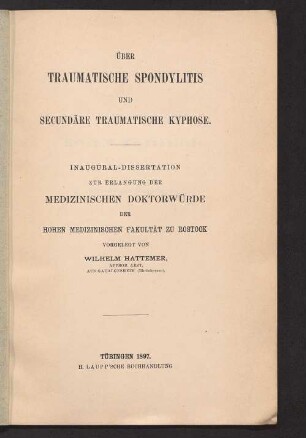 Über traumatische Spondylitis und secundäre traumatische Kyphose