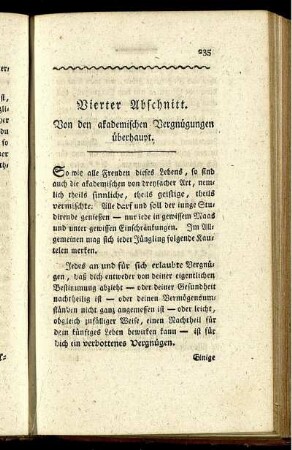 Vierter Abschnitt. Von den akademischen Vergnügungen überhaupt.
