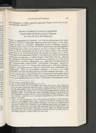 Johann Christoph Friedrich GutsMuths Gymnastik zur Befreiung des Körpers aus den Fesseln der Sklaverei
