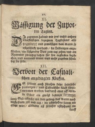 XII. Verbott der Casualischen angedingten Käuffen.