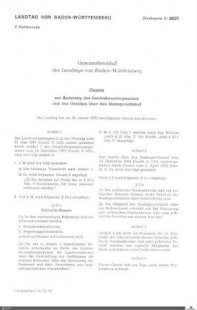 Gesetz zur Verfassungsänderung