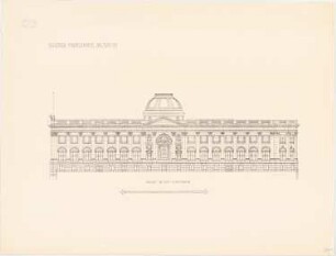 Kaiser-Friedrich-Museum auf der Museumsinsel, Berlin: Ansicht an der Stadtbahn 1:150