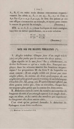 Note sur une récente publication.