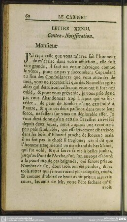 Lettre XXXIII. Contre-Notiffication