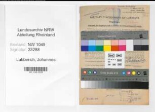 Entnazifizierung Johannes Lubberich , geb. 23.06.1917 (Bahnpolizist)