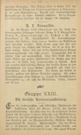 Gruppe XXIII. Die deutsche Kolonialausstellung