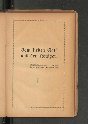 Vom lieben Gott und den Königen
