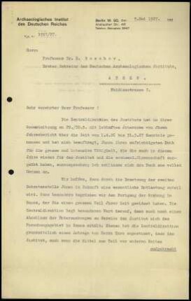 Brief Rodenwaldt - Buschor