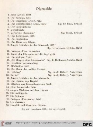 Ölgemälde (Nr. 1-30)
