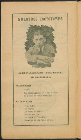 Nuestros escrítores - Abrahan Rubel - Su bibliografía
