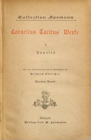 Cornelius Tacitus' Werke. 4, Annalen ; 2
