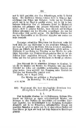 Reglement für das theologische Seminar der Königlichen Universität zu Marburg : [II. Akademien und Universitäten]