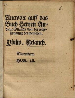 Antwort auff das Buch Herren Andreae Osiandri von der rechtfertigung des menschen