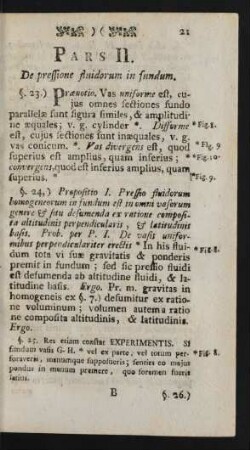 Pars II. De pressione fluidorum in fundum