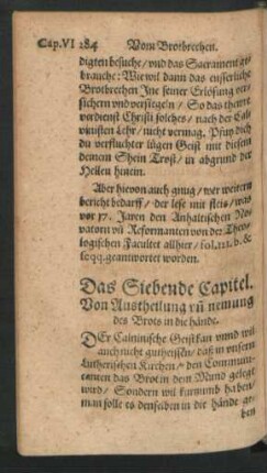 Das Siebende Capitel. Von Austheilung und nemung des Brots in die hände.