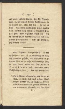Das folgende Verzeichniß seiner Schriften ...