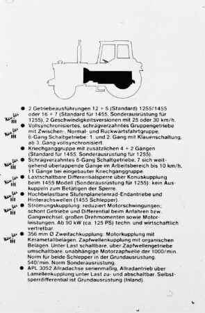 Übersicht: Traktor, Getriebe, Technische Daten