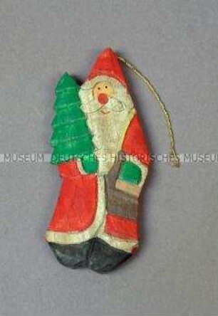 Christbaumschmuck: Weihnachtsmann mit Tannenbaum