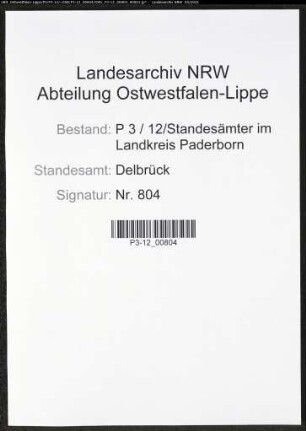 Heiratsregister Standesamt Delbrück