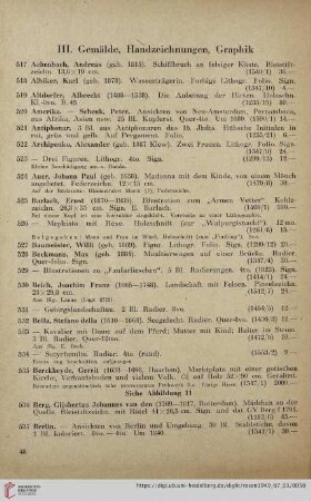 III. Gemälde, Handzeichnungen, Graphik (Nr. 517 - 922)
