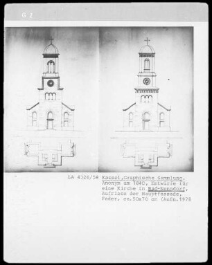 Aufriss der Hauptfassade einer neuen Kirche in Bad Nenndorf
