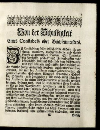 Die Instruction der Artillerie vom Geringsten biß zum Höheren : mit anhangenden Kriegs-Articulen