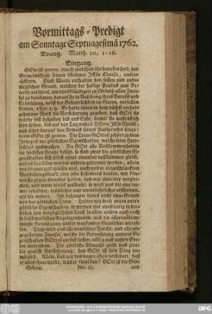 [No. 13.] Vormittags-Predigt am Sonntage Septuagesimä 1762. Evang. Matth. 20, 1 - 16.