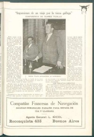 "Impresiones de un viaje por la tierra gallega" : Conferencia de [Ramón] Suárez Picallo
