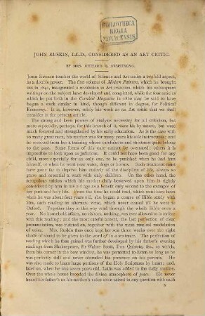 John Ruskin, considered as an art critic : Beigebunden ist John Ruskin, considered as a political economist by E. S. Armstrong