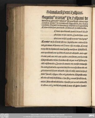 Septim[us] tractat[us] Pe. Hispani ...