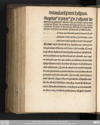Septim[us] tractat[us] Pe. Hispani ...