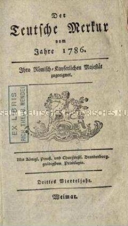 Der Deutsche Merkur, Jg. 1786 (Juli bis Dezember)