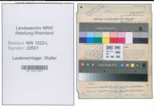 Entnazifizierung Walter Lautenschlager , geb. 11.08.1906 (Chemiker)