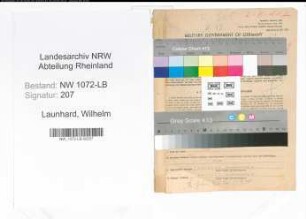 Entnazifizierung Wilhelm Launhard , geb. 26.07.1890 (Polizeirat)