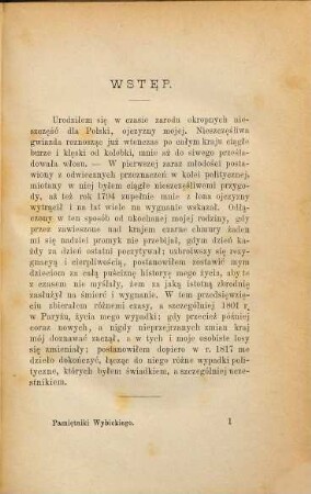 Pamiętniki Józefa Wybickiego senatora wojewody Królestwa Polskiego